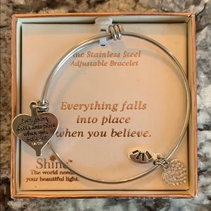 Adjustable stainless steel charm bracelet